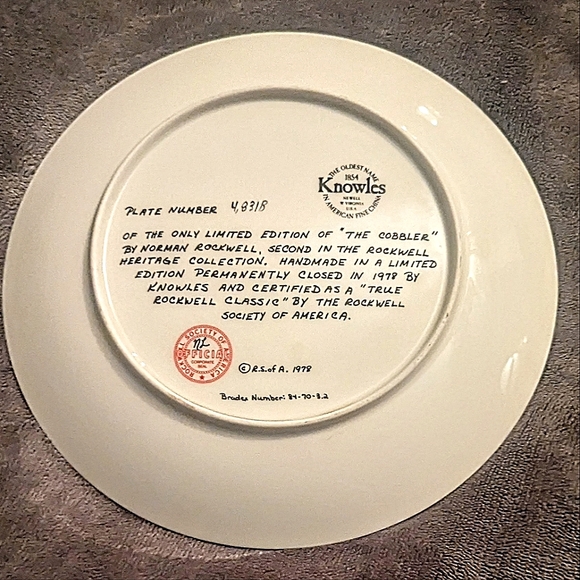 Norman Rockwell Collector's Plate "The Cobbler" 1978 Lim Ed. Authentic Knowles - Picture 2 of 4